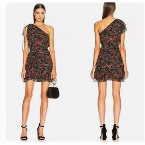 VERONICA BEARD 100% Silk Ruffled Floral Chiffon Mini Dress Size 0 NWT